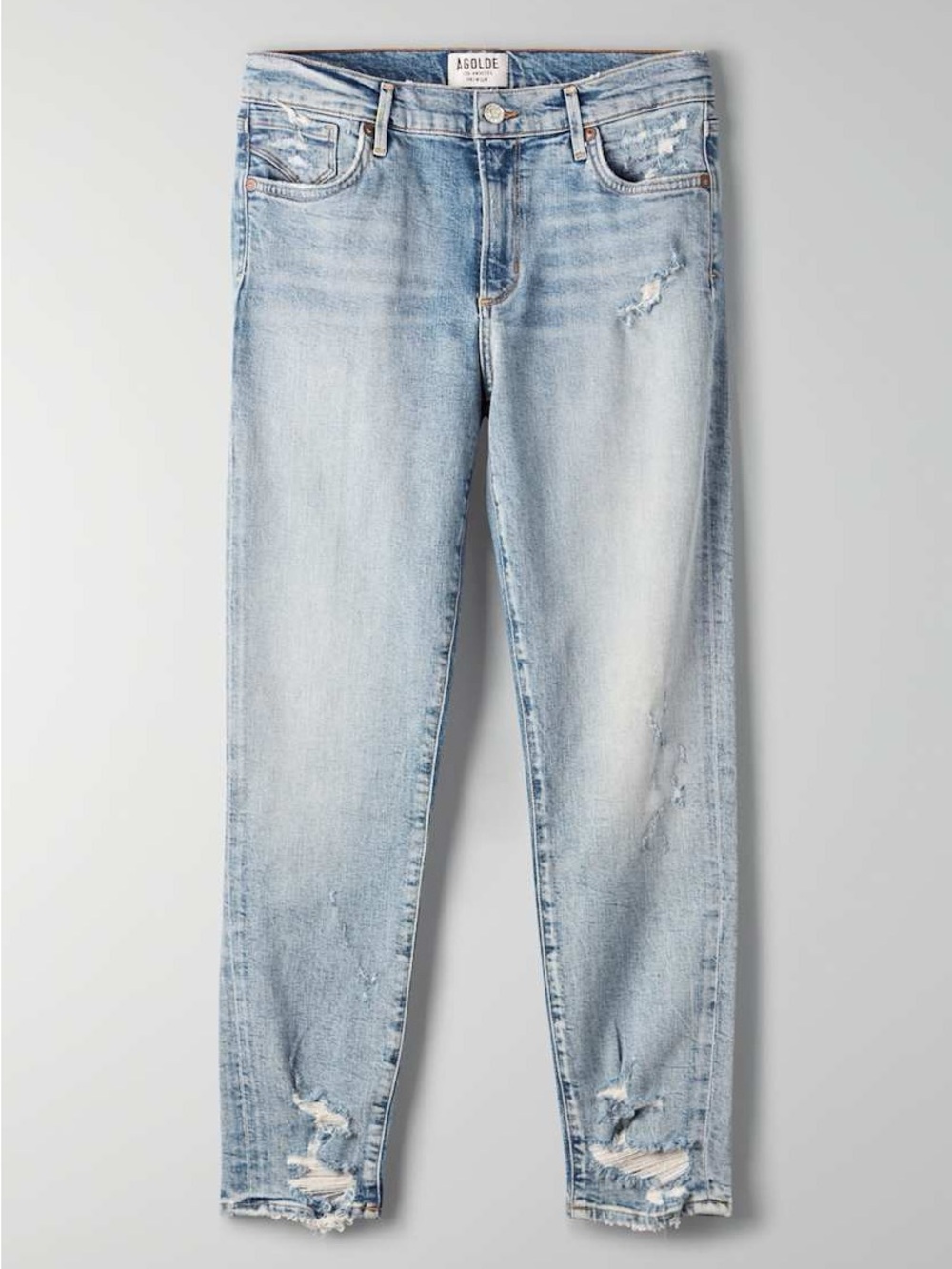 AGOLDE Sophie Crop light denim distressed jeans